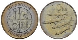 ISLANDA. 10 Kronur 1984. Ni. FDC