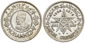 MAROCCO. 500 Francs 1956. Ag. Y#54. SPL