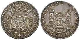 MESSICO. Ferdinando VI (1746-1759). Mexico City. 8 Reales 1757 MM. Ag. KM#104.2. qSPL