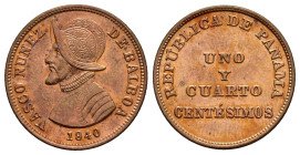 PANAMA. 1-1/4 Centesimos 1940. AE (3,10 g). KM#15. FDC