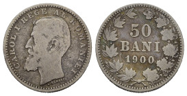 ROMANIA. Carol I. 50 bani 1900. Ag. MB