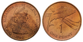SANT'ELENA - ASCENSION. Elisabetta II. 1 Penny 1984. Cu. FDC