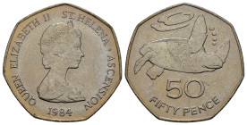 SANT'ELENA - ASCENSION. Elisabetta II. 50 Pence 1984. Ni. FDC
