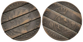 SPAGNA. Isabella II. 2 1/2 centimos 1867. Annullo di zecca. BB