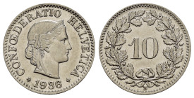 SVIZZERA. 10 Rappen 1936. Ni. qFDC
