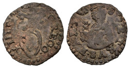FANO. Stato Pontificio. Gregorio XIII (1572-1585). Quattrino con San Pietro. Mi (0,60 g). MIR 1274. MB