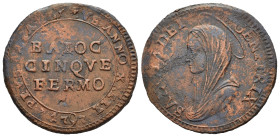 FERMO. Stato Pontificio. PIO VI (1775-1799). Madonnina da 5 baiocchi 1797. AE (12,85 g - 30,78 mm). BB+