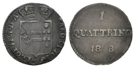 FIRENZE. Leopoldo II di Lorena. Granducato di Toscana. 1 Quattrino 1838 (debolezza di conio sul 3 della data). Gig. 104. Raro. BB