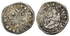 GENOVA. Dogi Biennali III fase (1637-1797). 8 soldi 1654 sigle IAB. Ag (2,09 g). MIR 302/2. qBB