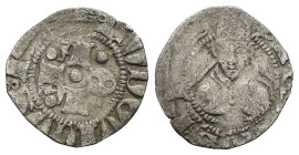L'AQUILA. Ladislao di Durazzo (1388 - 1414). Bolognino. Ag (0,65 g). Nel campo AQLA attorno a globetto - Busto di fronte mitrato di Celestino V. MIR 5...