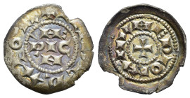 MILANO. Emissioni a nome di Enrico (1039-1125). Denaro scodellato Ag (0.62 g - 16 mm). D/+ IMPERATOR; nel campo HE RIC N. R/MEDIOLANV; croce. Biaggi 1...