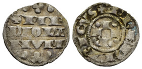 MILANO. Monetazione comunale a nome di Federico (1240-1310). Denaro Imperiale piano Ag (0,85 g). Al centro di IPRT mancano globetto o rosetta. MIR 59 ...