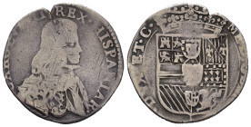 MILANO. Carlo II Re di Spagna e Duca di Milano (1676-1700). Quarto di Filippo. Ag (6,34 g). Busto corazzato a d. - Stemma spagnolo coronato. MIR 389/1...