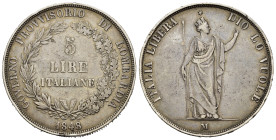 MILANO. Governo Provvisorio di Lombardia. 5 Lire 1848. Ag. qBB