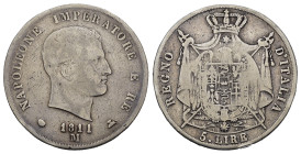 MILANO. Napoleone I re d'Italia (1805-1814). 5 lire 1811 M. Ag. MB