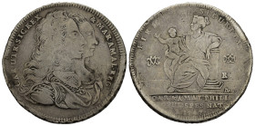 NAPOLI. Carlo di Borbone (1734-1759). Piastra da 120 grana 1747 FIRMATA SECURITAS. Ag (24,85 g). Magliocca 139. RR.