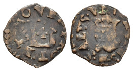 NOVELLARA. Alfonso II Gonzaga (1644-1678). Anonime di Alfonso II. Quattrino 1664 con Volto Santo del tipo Lucca Cu (0,69 g). Bellesia 16. qBB