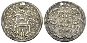 ROMA. Stato Pontificio. Clemente XI (1700-1721). Giulio. Ag (2,97 g). D/stemma sormontato da chiavi decussate; R/SI AFFLVANT NOLITE COR APPONERE. MIR ...