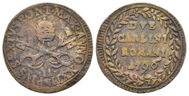 ROMA. Stato Pontificio. Pio VI (1775-1799). 2 carlini 1796. Falso d'epoca ?. Cu (4,08 g). MB
