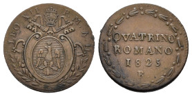 ROMA. Stato Pontificio. Leone XII (1823-1829). Quattrino romano 1825. Cu. Gig. 16. BB