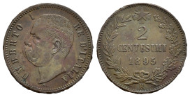 Regno d'Italia. Umberto I. 2 centesimi 1895. Cu. MB+