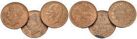 Regno d'Italia. Umberto I (1878-1900). Lotto di 3 monete da 10 centesimi 1894 Bi (Birmingham) in alta conservazione. Gigante 50. Pulite. qFDC