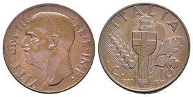 Regno d'Italia. Vittorio Emanuele III. 10 centesimi 1937 Impero. Cu. Gig. 248. FDC