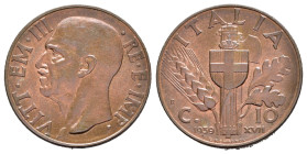 Regno d'Italia. Vittorio Emanuele III. 10 centesimi 1939 Impero. Cu. Gig. 250. FDC