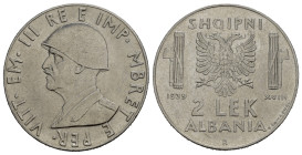 Regno d'Italia. Vittorio Emanuele III (1900-1943). ALBANIA. 2 lek 1939 XVIII "anti magnetica". Gig.3 qSPL