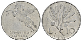 REPUBBLICA ITALIANA. 10 lire 1948 "Ulivo". NC. SPL