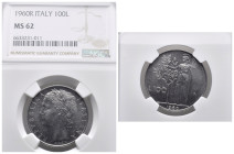 REPUBBLICA ITALIANA. 100 lire 1960 "Minerva". Gig. 97. In slab NGC - MS 62