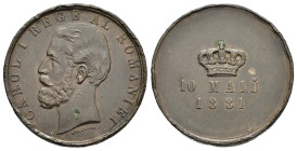 MEDAGLIE ESTERE – REGNO DI ROMANIA – CARLO I – INCORONAZIONE (1881-1914), medaglia per l’incoronazione del re Carol I. Al dritto testa del re a d. int...
