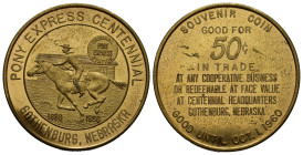 MEDAGLIE ESTERE – STATI UNITI D’AMERICA (USA) - NEBRASKA – 1960- PONY EXPRESS, medaglia/gettone non portativa, del valore di 50 centesimi di dollaro, ...