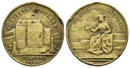 MEDAGLIE ITALIANE – REGNO D’ITALIA – UMBERTO I (1878-1900) - PALERMO, medaglia con al dritto la personificazione della Sicilia, seduta, con spada e sc...