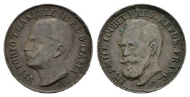 Medaglie Italiane. Regno d'Italia. Medaglia Vittorio Emanuele III e Emile Loubet. Cu (1,23 g - 15,18 mm). BB