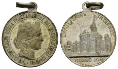 MEDAGLIE ITALIANE – REGNO D’ITALIA – VITTORIO EMANUELE III (1900-1945) - TORINO, medaglia con appiccagnolo ed anello, emessa per sia per il 50° annive...