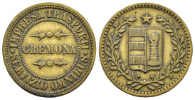 Gettoni. Cremona. Gettone Impresa Trasporti Servizio Omnibus. Ottone 5,20 g). BB+