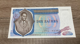 Congo. Banca Nazionale. 10 Zaires 1971. FDS