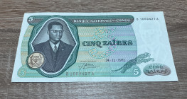 Congo. Banca Nazionale. 5 Zaires 1971. FDS
