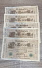 Germania. Lotto di 5 banconote da 1000 mark 1910. BB