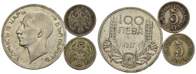 Monete del mondo. Lotto di 3 monete. Bulgaria 100 leva 1937; Montenegro 5 para 1883 (2). BB