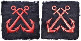COLLEZIONISMO VARIO- REPUBBLICA ITALIANA (1946 - ) MARINA MILITARE ITALIANA. Patch in tessuto blu e filo rosso della categoria Nostromo di Porto, con ...
