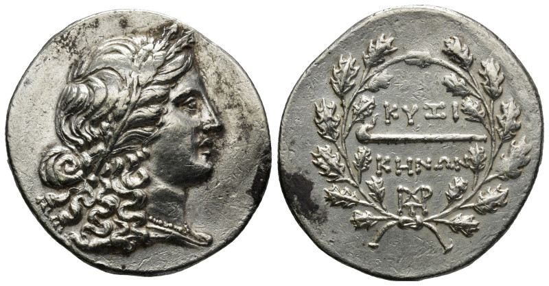 Mysia, Cyzicus Tetradrachm circa 170-150, AR (34mm 17.0 g). Barley-wreathed head...