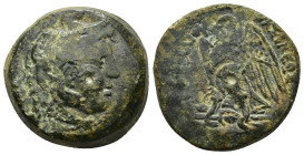 Ptolemaic kings of Egypt. Ptolemaios II. Philadelphos (285-246 BC). AE Hemiobol (24mm, 12.9 g), Alexandria. Obv. Diademed head of deified Alexander ri...