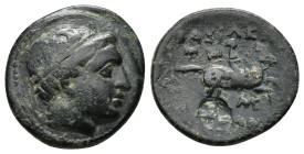 Kingdom of Macedon, Philip III Arrhidaios Æ Unit.(18mm, 3.4 g) In the name and types of Alexander III. Struck under Asandros. Miletos, circa 323-319 B...