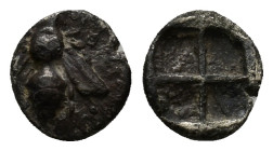 Ionia. Ephesos circa 340-330 BC. Obol AR (7mm, 0.4 g). Bee with straight wings / Quadripartite incuse square.