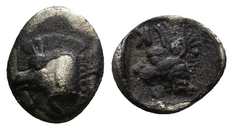 Mysia, Kyzikos AR Obol. (8mm, 0.6 g) Circa 450-400 BC. Forepart of boar to left,...