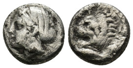 MYSIA. Kyzikos. (Circa 390-341/0 BC). AR Drachm. (13mm, 2.9 g) Obv: [ΣΩTEIPA]. Head of Kore Soteira left, with hair in sphendone. Rev: KY[ZI]. Head of...