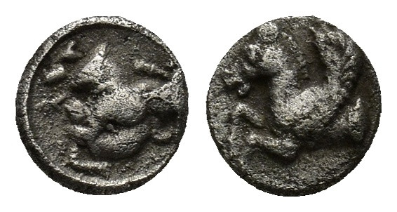 CILICIA, Kelenderis (ca 300-270 BC) AR Hemiobol. (7mm, 0.4 g) Forepart of goat l...
