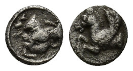 CILICIA, Kelenderis (ca 300-270 BC) AR Hemiobol. (7mm, 0.4 g) Forepart of goat left, looking back; KEΛ above. Rev. Forepart of Pegasos left.